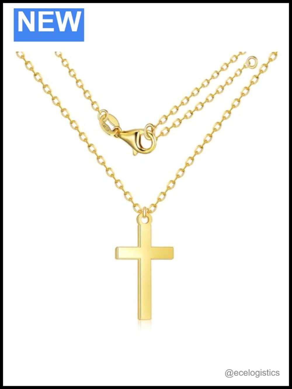 14k Gold Filled Cross Necklace Cubic Zirconia Pendant 18in